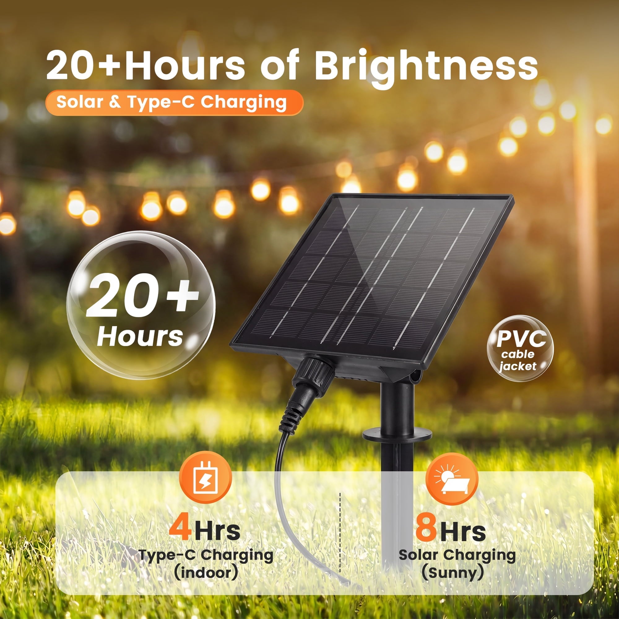 Mylorn Solar Outdoor String Lights 120FT（60FT*2), ST38 LED Bulbs 50+2, 2700K Warm White Dimmable with Remote, 3 Modes, 2FT Spacing, IP65 Waterproof Patio Lights for Balcony Cafe Yard Garden Decor
