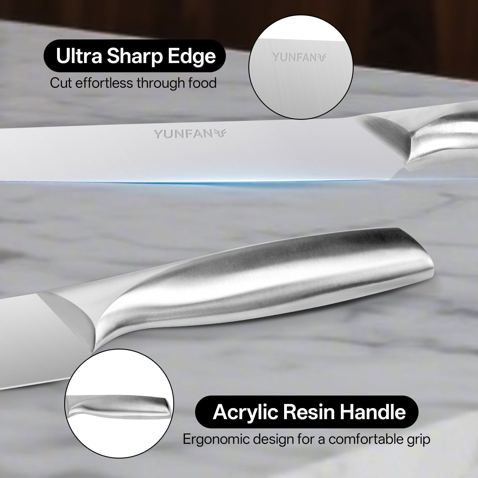 Yunfan Professional Kitchen Knives, Sharp Knives High Carbon Stainless Steel