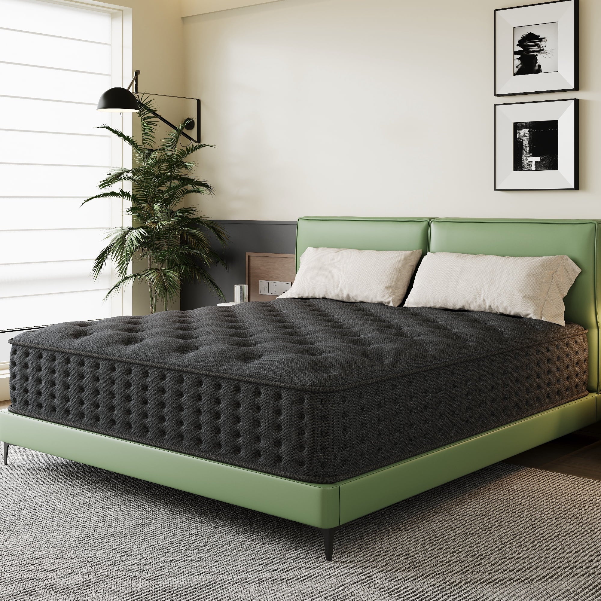 Tryagat 12” King Hybrid Mattress in a Box, Medium Firm King Size Mattresses, Cooling Gel Memory Foam Mattress with Individually Wrapped Pocket Coils, Pressure Relief