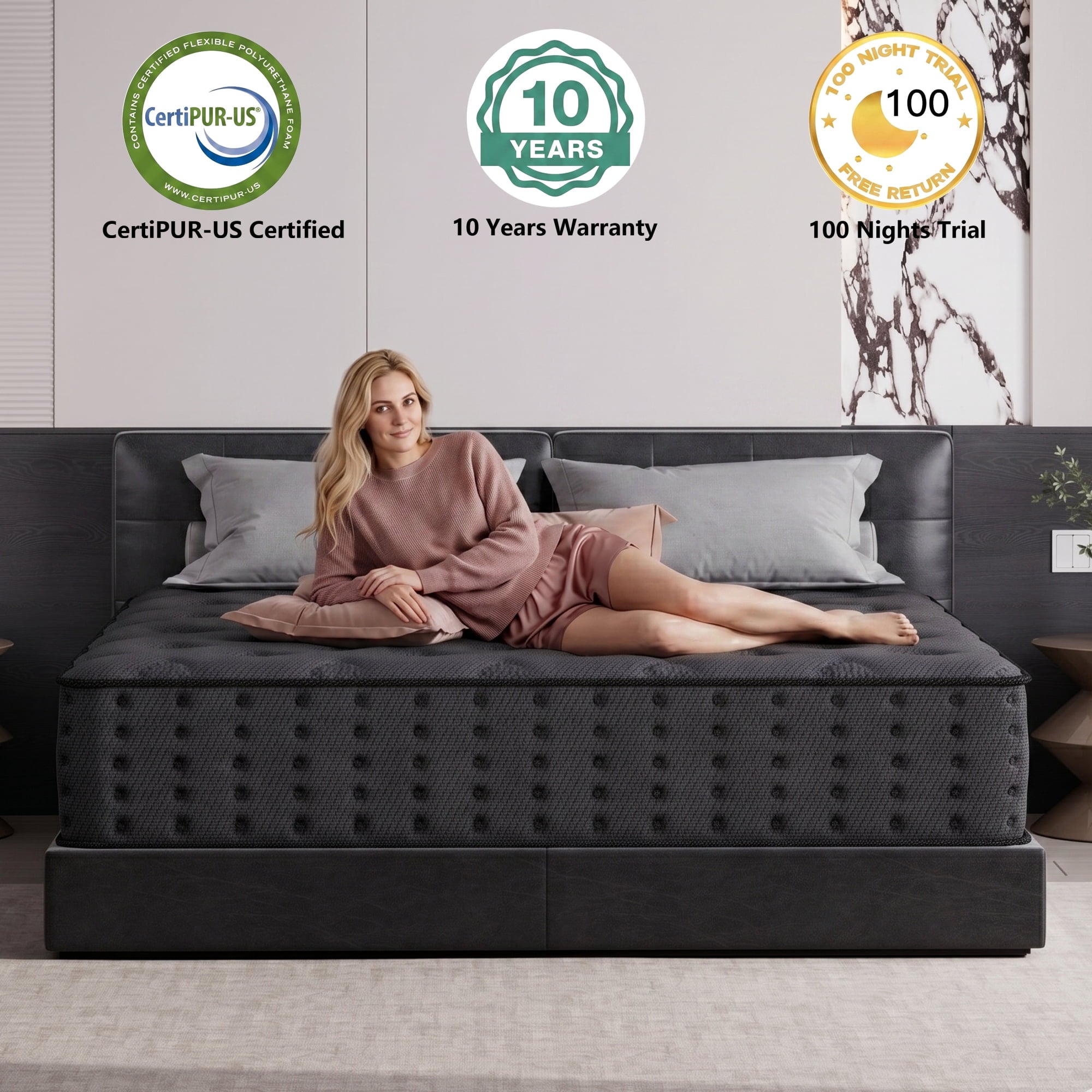 Tryagat 12” King Hybrid Mattress in a Box, Medium Firm King Size Mattresses, Cooling Gel Memory Foam Mattress with Individually Wrapped Pocket Coils, Pressure Relief
